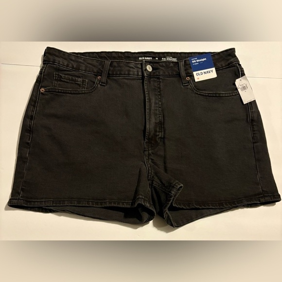 🩳🆕🩳 Old Navy Women’s High-Waisted O.G. Straight Black Denim Shorts~Sz 16 - Picture 2 of 13